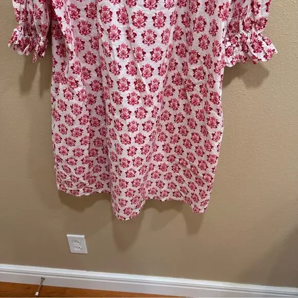 NWT Tuckernuck Pink City Prints Pink White Floral Block Printed Mini Dress Small